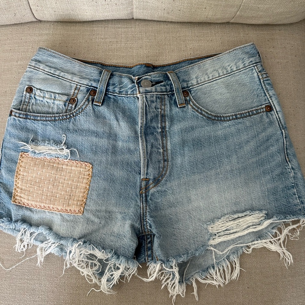 Levi's Blue Jean Shorts Distressed Vintage Style